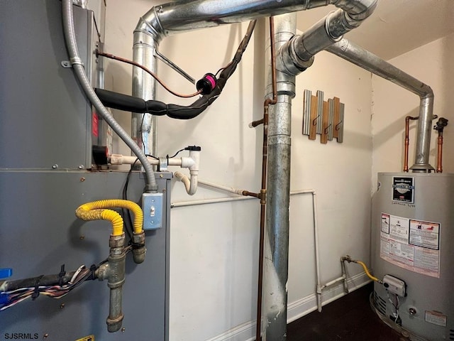 utility room with gas water heater