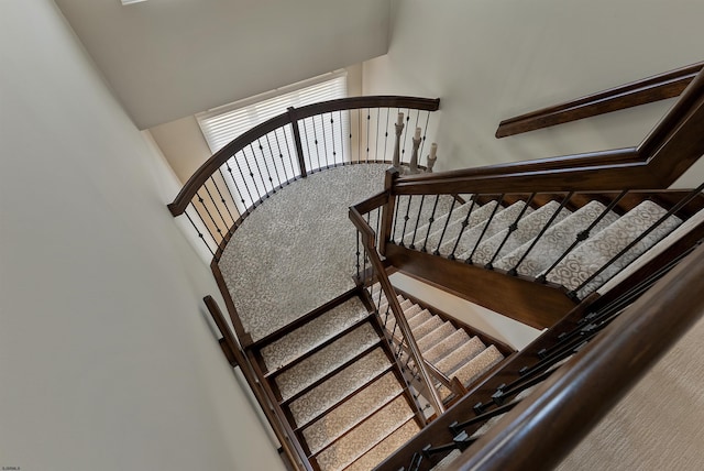 stairway featuring a high ceiling