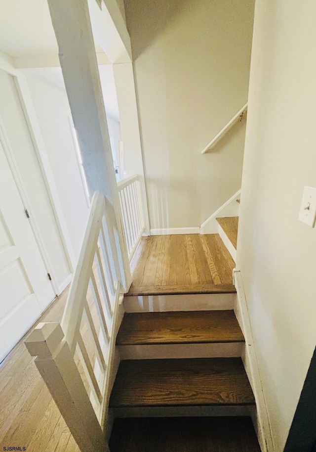 staircase featuring wood finished floors