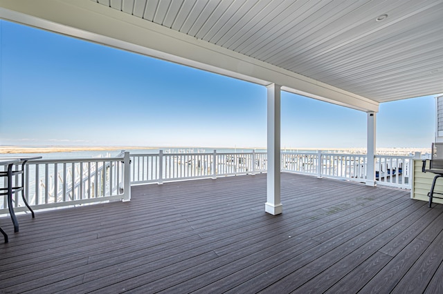 deck with a water view