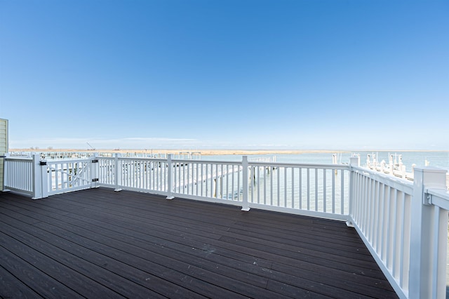 deck with a water view