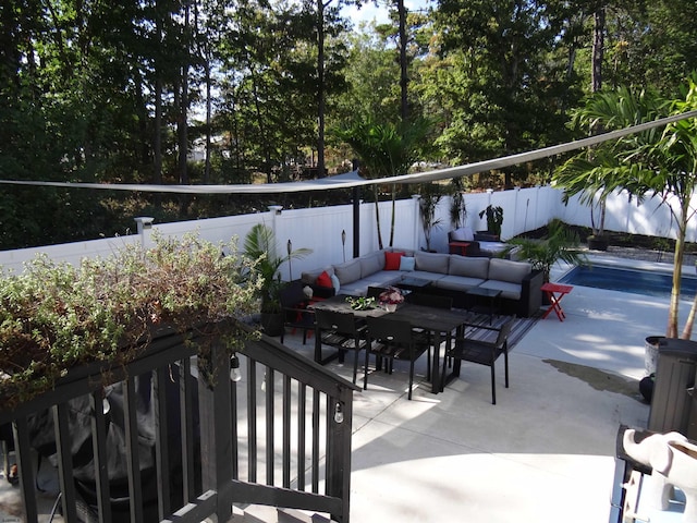 view of patio featuring a fenced backyard