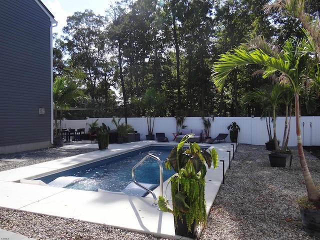 view of pool featuring a fenced in pool, a patio area, and a fenced backyard