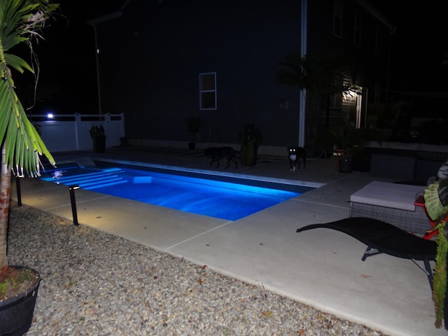 view of swimming pool featuring a patio area and a fenced in pool