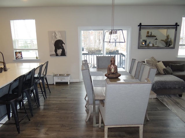 dining area featuring dark wood-style floors