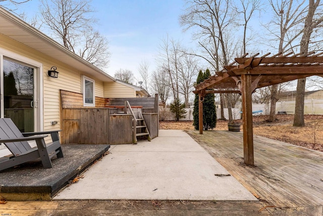 view of patio with fence and a pergola