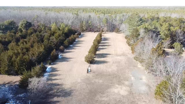 bird's eye view featuring a view of trees