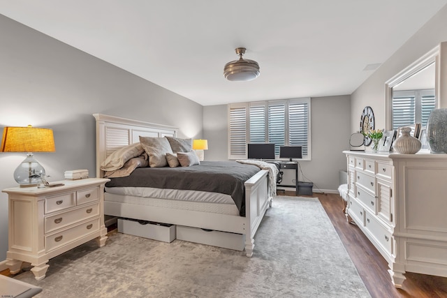 bedroom featuring dark wood finished floors