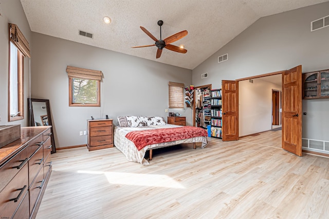 bedroom featuring light wood finished floors and visible vents