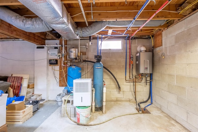 utility room with water heater