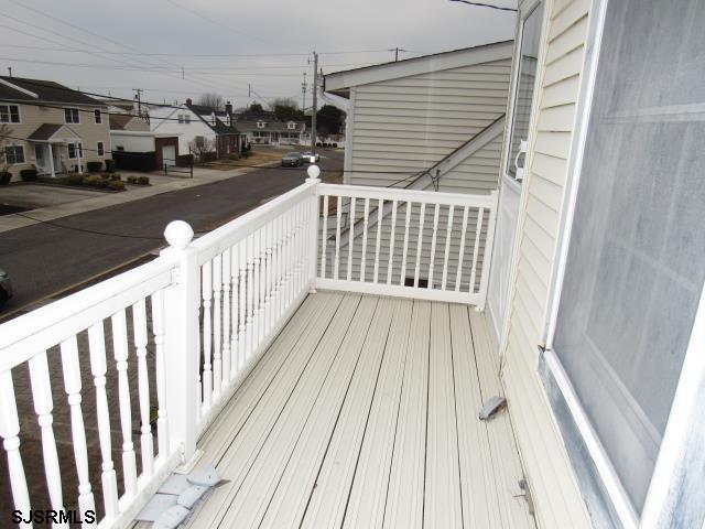 deck with a residential view