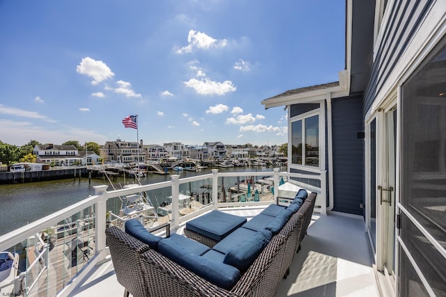 balcony with a water view