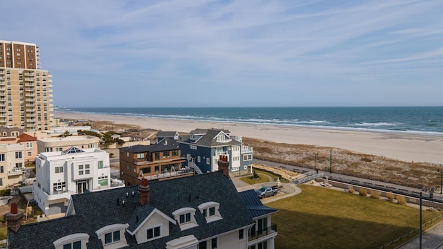 view of water feature with a beach view