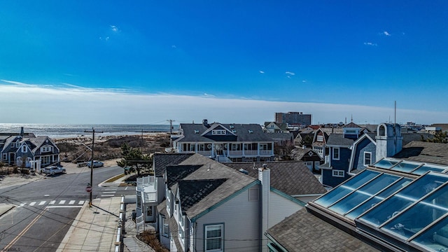 drone / aerial view with a residential view