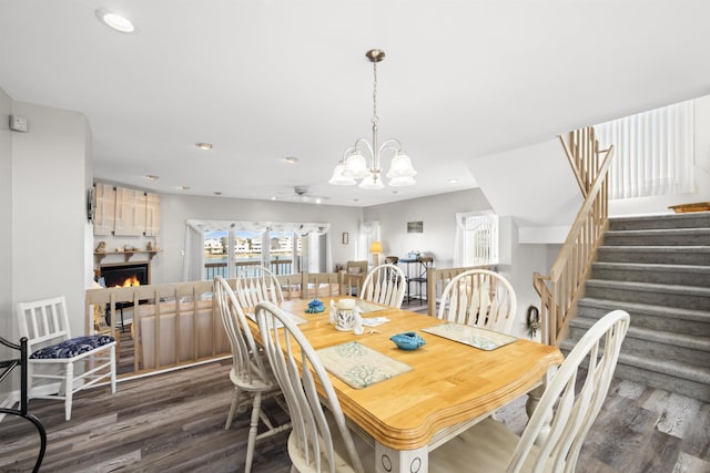 dining space with stairs, a wealth of natural light, and recessed lighting