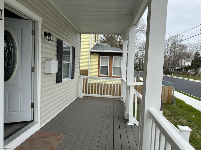 wooden terrace with covered porch