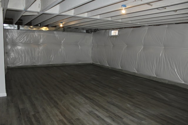 basement with wood finished floors