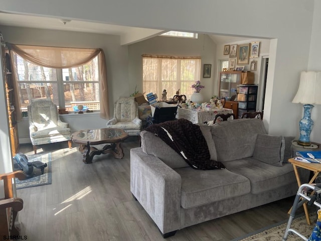 living room with wood finished floors and a wealth of natural light