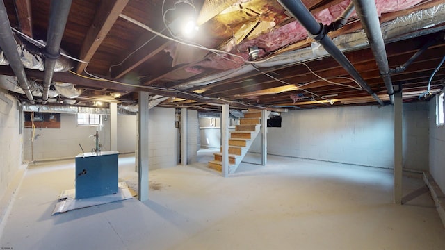 basement featuring stairway