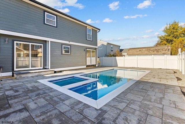 view of pool featuring a fenced in pool, a patio, and a fenced backyard