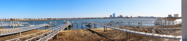 view of dock featuring a water view