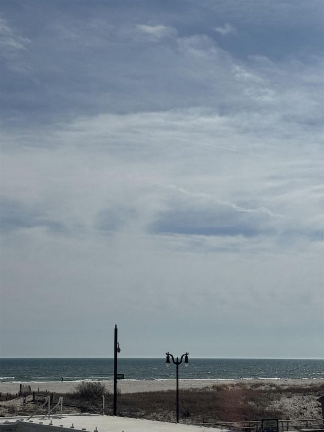 property view of water featuring a view of the beach