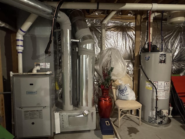 utility room with water heater