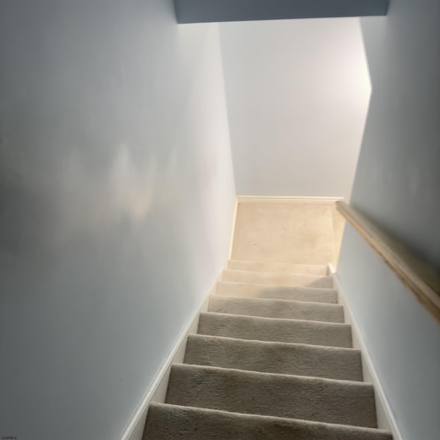 stairs with carpet and baseboards