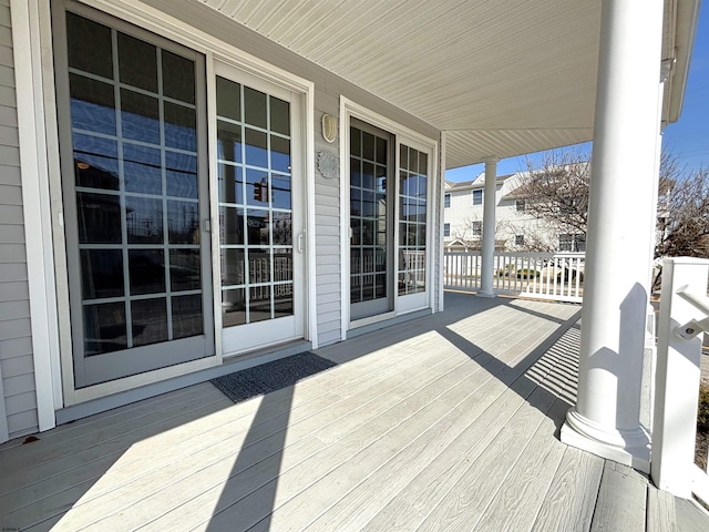 deck featuring covered porch