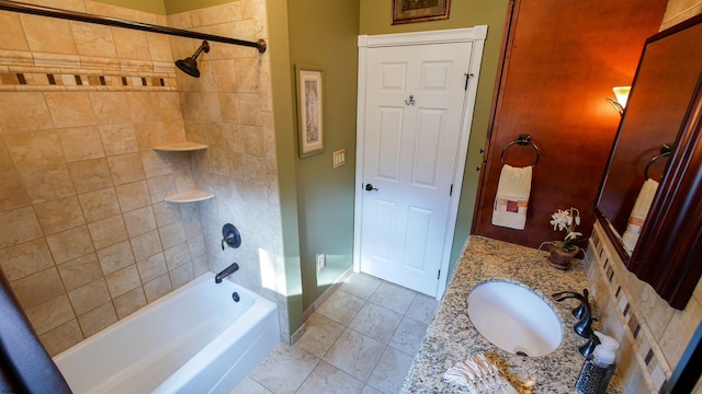 bathroom with shower / washtub combination and vanity