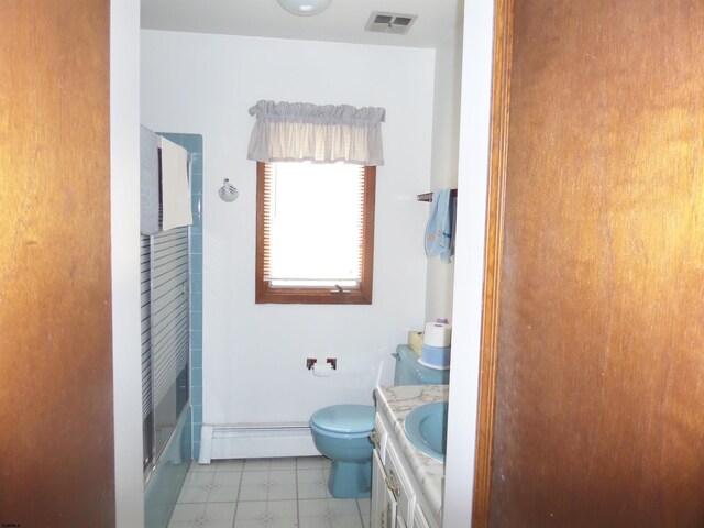 78 Tyler Rd, Greenfield, NJ 08230 - bathroom with vanity, toilet, visible vents, and a baseboard radiator