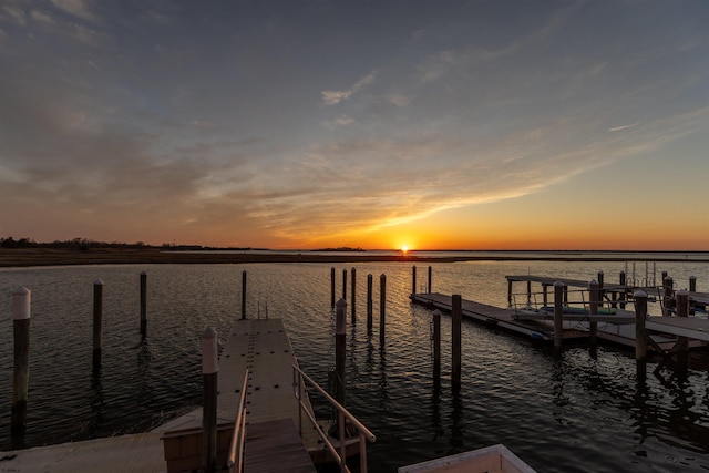 view of dock featuring a water view