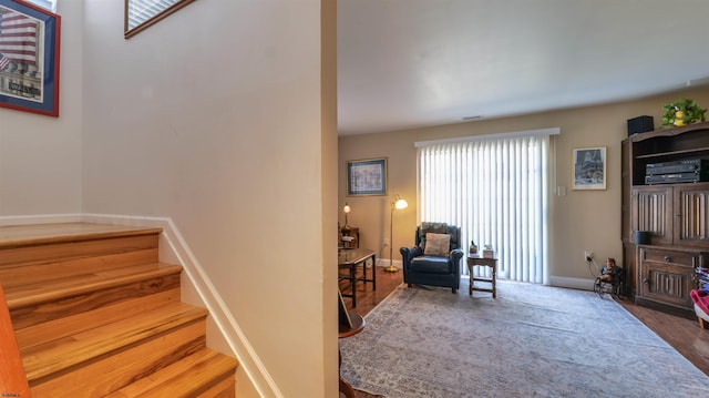 stairway with baseboards