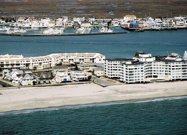 view of water feature featuring a beach view