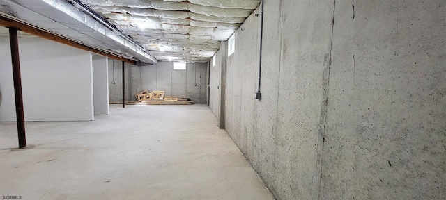 view of unfinished basement