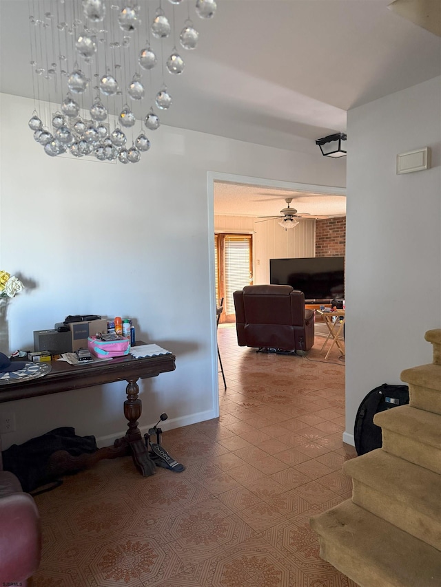 602 N Dorset Ave, Ventnor, NJ 08406 - interior space with tile patterned floors, ceiling fan, and baseboards