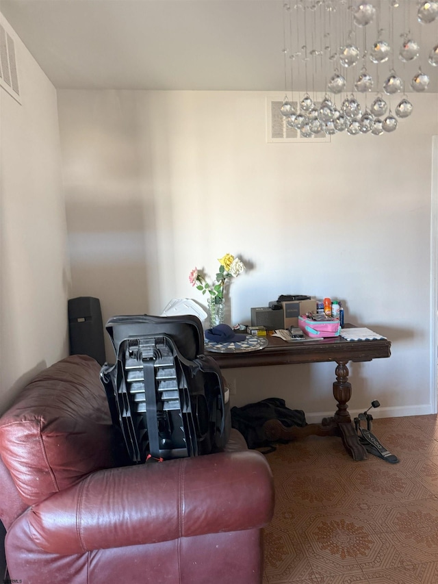 602 N Dorset Ave, Ventnor, NJ 08406 - home office with baseboards, visible vents, and carpet