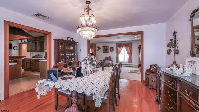 102 Morris Ave, Linwood, NJ 08221 - dining space with an inviting chandelier, wood finished floors, and visible vents