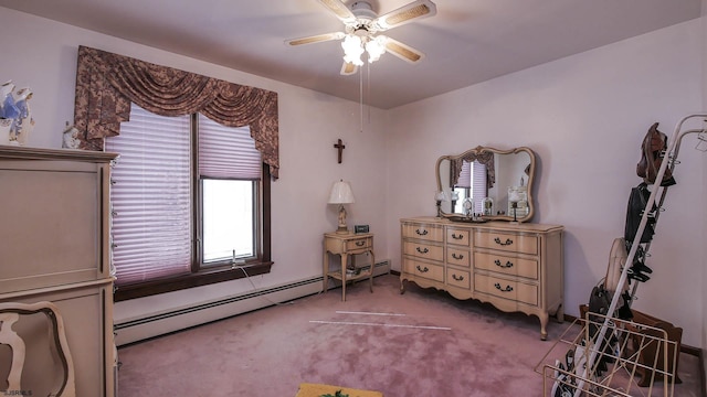 102 Morris Ave, Linwood, NJ 08221 - bedroom with carpet flooring, baseboard heating, and ceiling fan