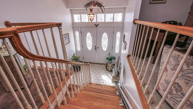 102 Morris Ave, Linwood, NJ 08221 - foyer featuring stairway, wood finished floors, and a baseboard radiator