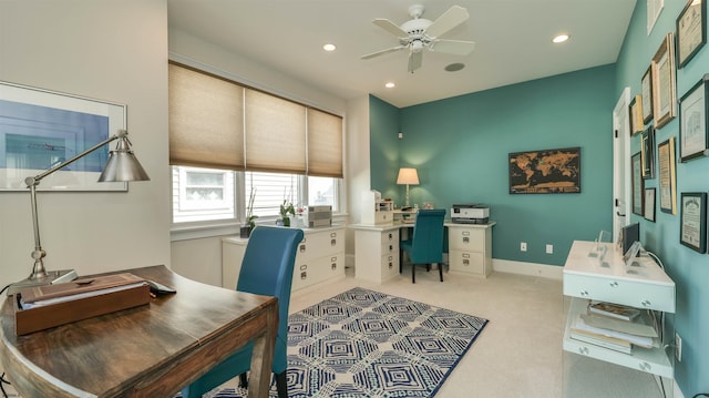 1905 Glenwood Dr, Ocean City, NJ 08226 - office space featuring recessed lighting, ceiling fan, carpet, and baseboards