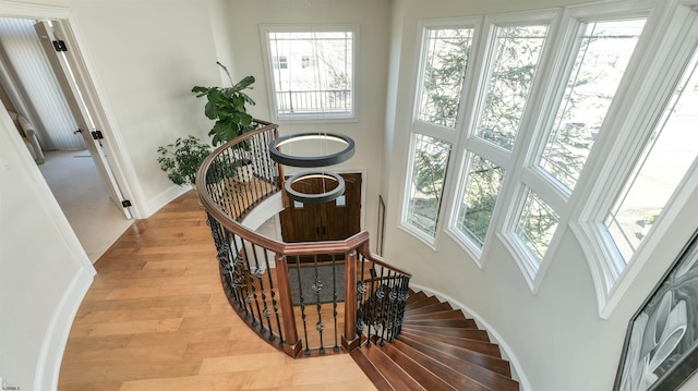 1905 Glenwood Dr, Ocean City, NJ 08226 - staircase with a towering ceiling, wood finished floors, plenty of natural light, and baseboards