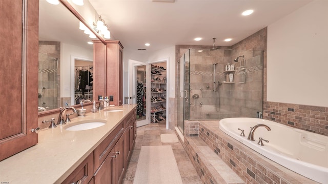 1905 Glenwood Dr, Ocean City, NJ 08226 - bathroom with a garden tub, a stall shower, recessed lighting, and a sink