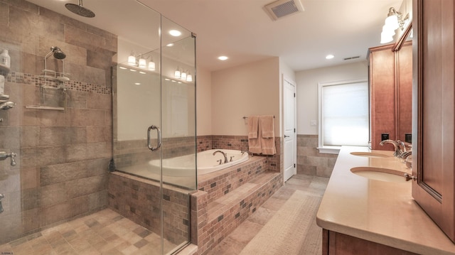1905 Glenwood Dr, Ocean City, NJ 08226 - bathroom featuring visible vents, a garden tub, and a stall shower