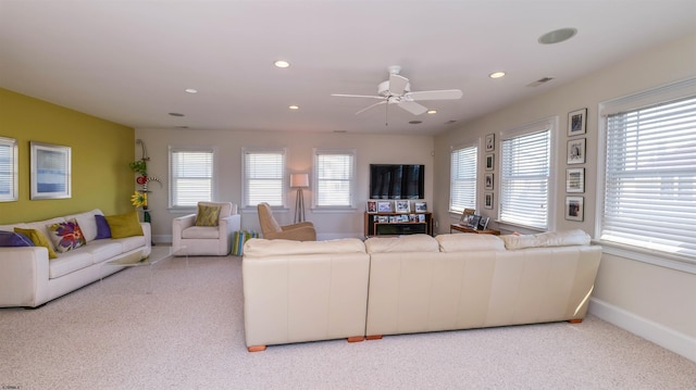 1905 Glenwood Dr, Ocean City, NJ 08226 - living room featuring carpet flooring, baseboards, and plenty of natural light
