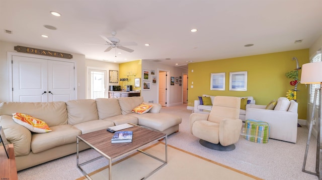 1905 Glenwood Dr, Ocean City, NJ 08226 - living area with baseboards, recessed lighting, ceiling fan, and a healthy amount of sunlight