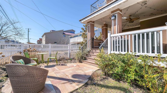 1905 Glenwood Dr, Ocean City, NJ 08226 - view of patio / terrace with fence, a balcony, and a ceiling fan