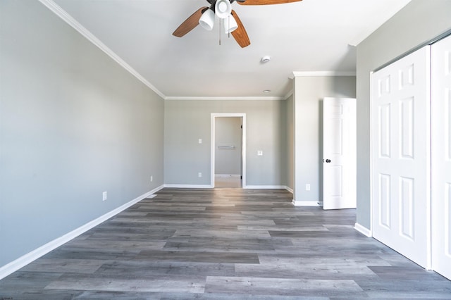 28 W Thompson Ave, Pleasantville, NJ 08232 - unfurnished room featuring a ceiling fan, crown molding, baseboards, and wood finished floors