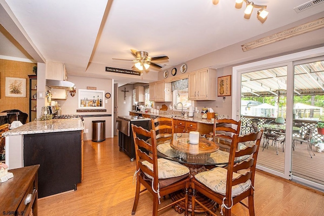 9 Saddle Rdg, Egg Harbor Township, NJ 08234 - dining space with light wood-style floors, ceiling fan, and a raised ceiling