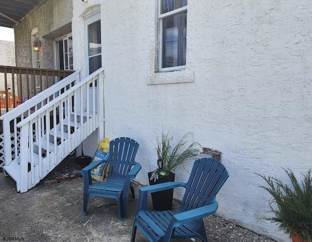 view of patio with stairway